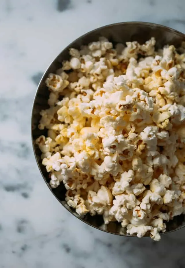 large bowl of popcorn for at-home movie night