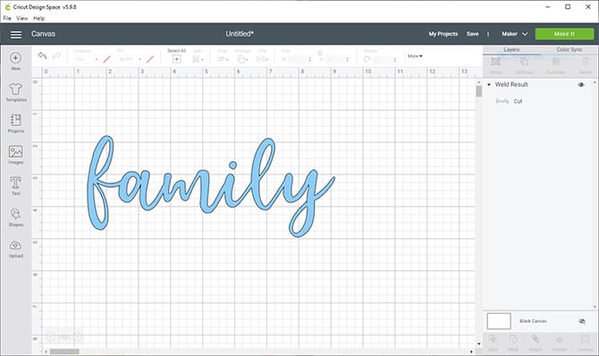 how to join cursive text with the weld tool in cricut design space