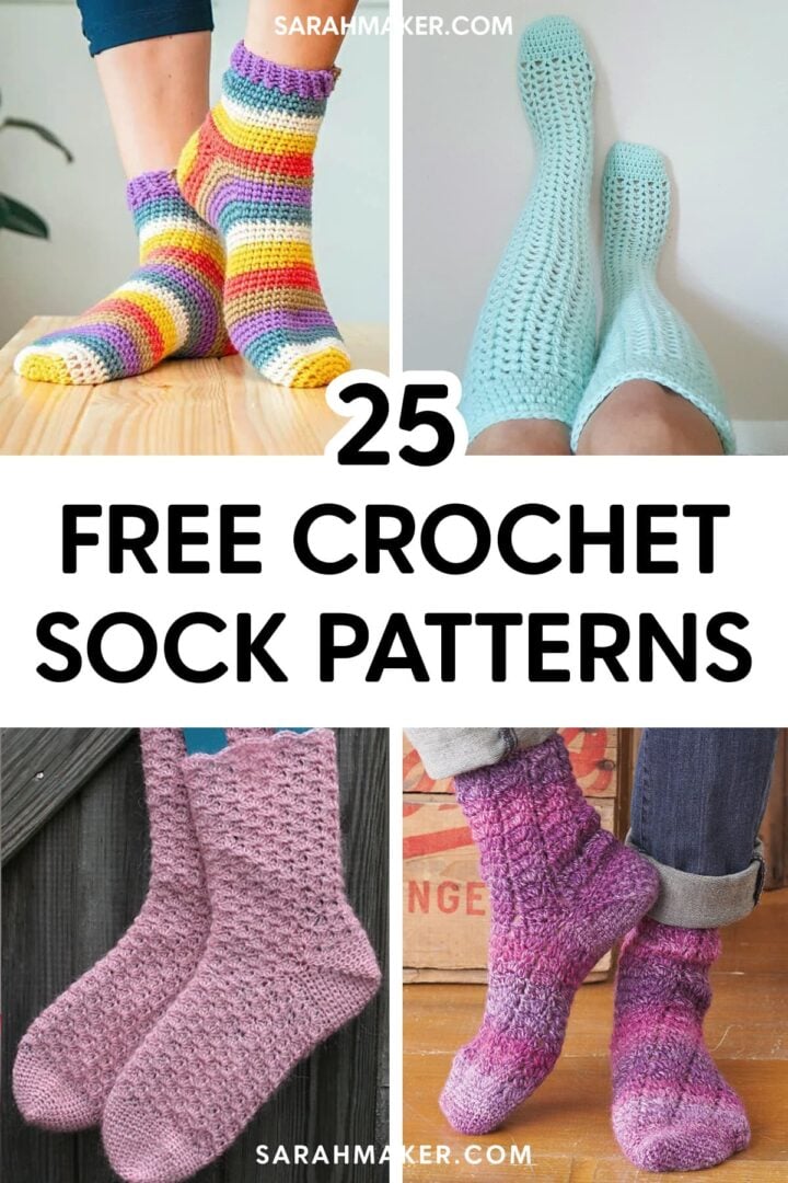 25 Free Crochet Sock Patterns - Sarah Maker