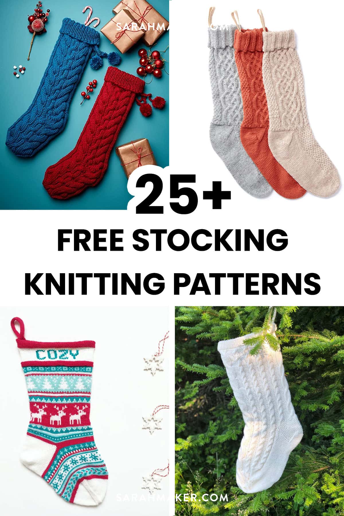 25 Free Christmas Stocking Knitting Patterns - Sarah Maker